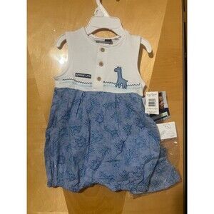 Vitamins Kids Playwear Boys 6-9 Months Blue White Jungle Life w Hat New